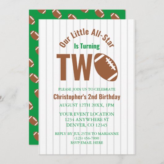 All-Star Football 2e verjaardag Kaart (Voorkant / Achterkant)
