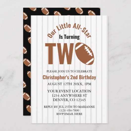 All-Star Football 2e verjaardag Kaart (Voorkant / Achterkant)