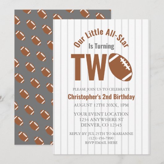 All-Star Football 2e verjaardag Kaart (Voorkant / Achterkant)