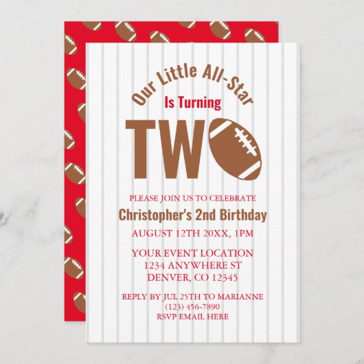 All-Star Football 2e verjaardag Kaart (Voorkant / Achterkant)