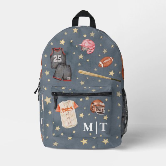 All Star Football Basketbal Waterverf Bedrukte Rugzak (Voorkant)