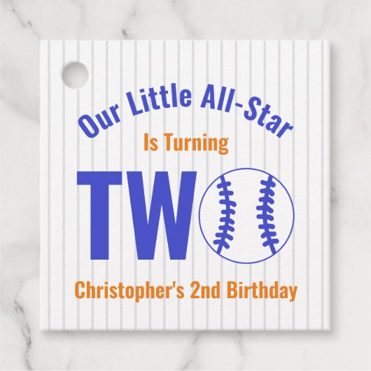 All-Star Honkbal 2e Verjaardag Bedankjes Labels (Voorkant)