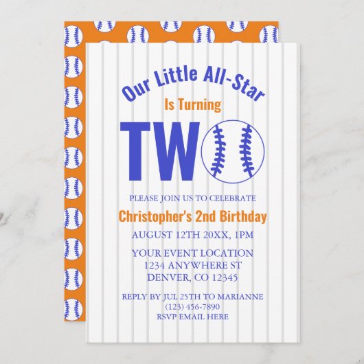 All-Star Honkbal 2e Verjaardag Kaart (Voorkant / Achterkant)