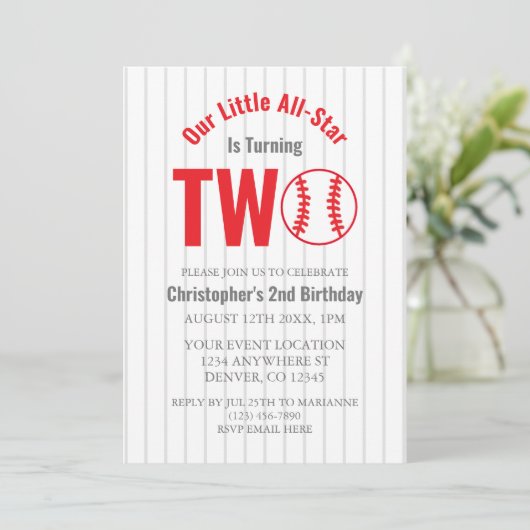 All-Star Honkbal 2e Verjaardag Kaart (Staand voorkant)