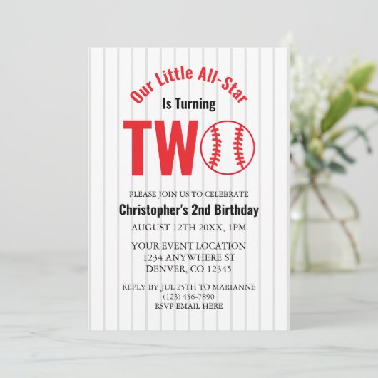 All-Star-honkbal 2e verjaardag Kaart (Staand voorkant)