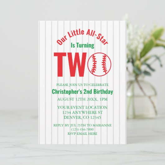 All-Star Honkbal 2e Verjaardag Kaart (Staand voorkant)