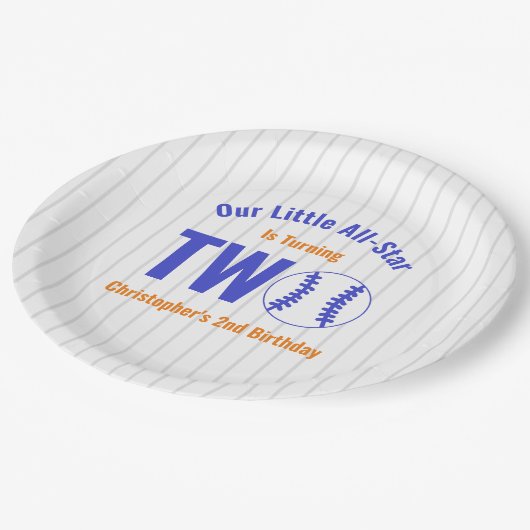 All-Star Honkbal 2e Verjaardag Papieren Bordje (Gekanteld)