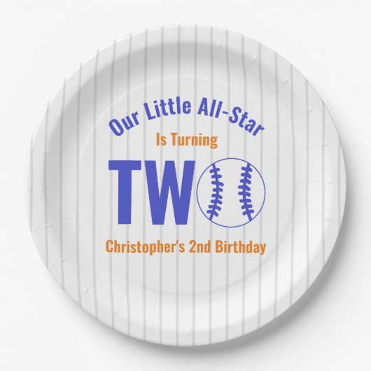 All-Star Honkbal 2e Verjaardag Papieren Bordje (Voorkant)
