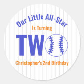 All-Star Honkbal 2e Verjaardag Ronde Sticker (Voorkant)