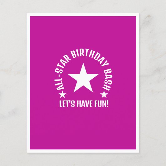 All Star Honkbal Roze Budget Uitnodiging voor verj (Achterkant)