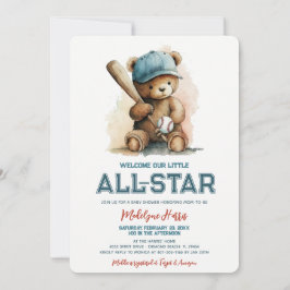 All Star Honkbal Teddybeer Jongens Sport Baby Show Kaart