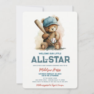 All Star Honkbal Teddybeer Jongens Sport Baby Show Kaart