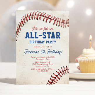 All-Star Honkbal Verjaardagsuitnodiging Kaart