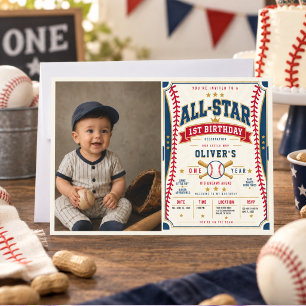 All-Star-honkbalkaartje 1e verjaardag babyjongen Kaart
