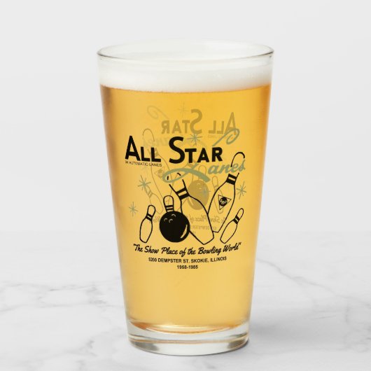 All Star Lanes, Skokie, Illinois Glas (Achterkant gevuld)