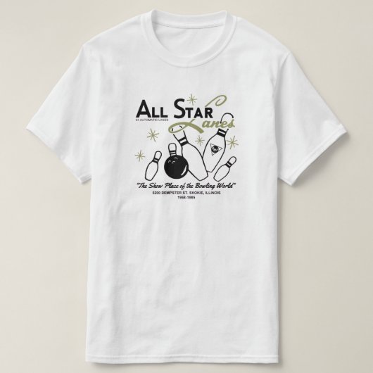 All Star Lanes, Skokie, Illinois T-shirt (Design voorkant)