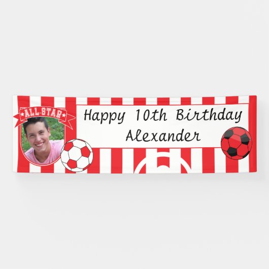 All Star Occasion Soccer Banner - Rood en wit (Horizontaal)