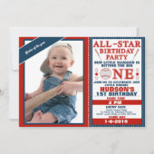 All Star of Baseball 1e verjaardag Uitnodiging (Voorkant)