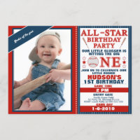 All Star of Baseball 1e verjaardag Uitnodiging
