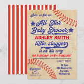 All Star of Baseball Baby shower Uitnodiging (Voorkant / Achterkant)