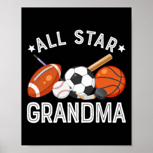 All Star Oma Van De Verjaardagsjongen Sketll Voetb Poster