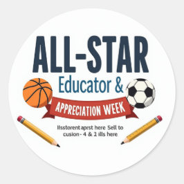 All-Star Onderwijzer Waarderingsstickers Ronde Sticker
