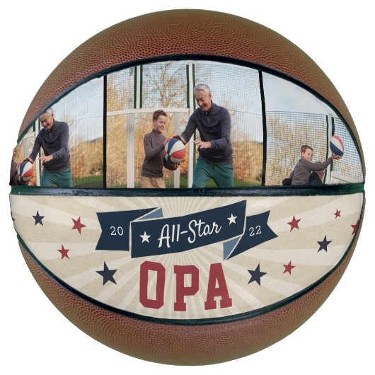 All-Star Opa Custom Photo Grandpa Basketbal (Voorkant)