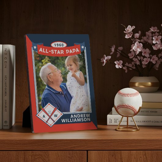 All Star Papa Custom Baseball Kaart Foto Keepsake Fotoplaat