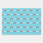 All-Star Papa Sky Blauw en Geel Kindernamen Inpakpapier Vel (Voorkant 2)