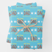 All-Star Papa Sky Blauw en Geel Kindernamen Inpakpapier Vel (In situ)