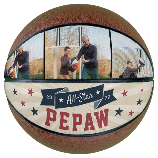All-Star Pepaw Aangepaste foto opa Basketbal (Voorkant)