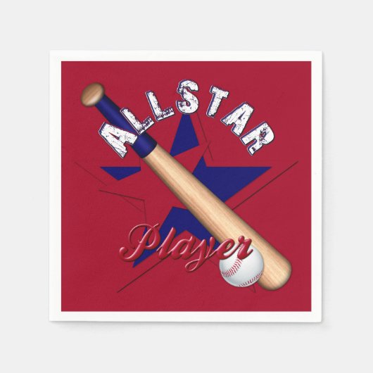 All-Star Player, Ball Players-Red Paper Napkins Servetten (Voorkant)