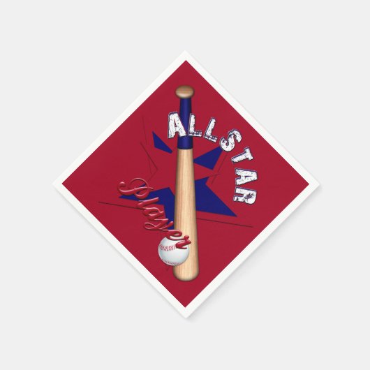 All-Star Player, Ball Players-Red Paper Napkins Servetten (Hoek)