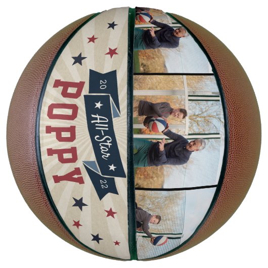 All-Star Poppy Custom Photo Grandpa Basketbal (Verticaal)