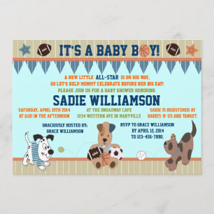 All-Star Puppies Baby Boy Shower Uitnodiging