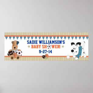 All-Star Puppies Baby shower Banner Poster