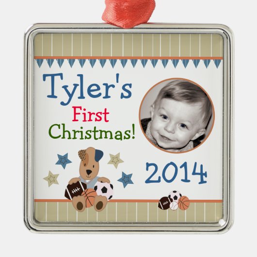 All-Star Puppies Baby's Eerste kerstversiering Metalen Ornament (Voorkant)