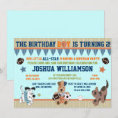 All-Star Puppies Boy Verjaardagsfeestje Uitnodigin Kaart (Voorkant / Achterkant)