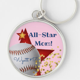 All-Star roze glinster honkbal Moeder Sleutelhanger