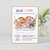 ALL STAR SPORT Baby Gender Reveal Invitation Kaart (Staand voorkant)