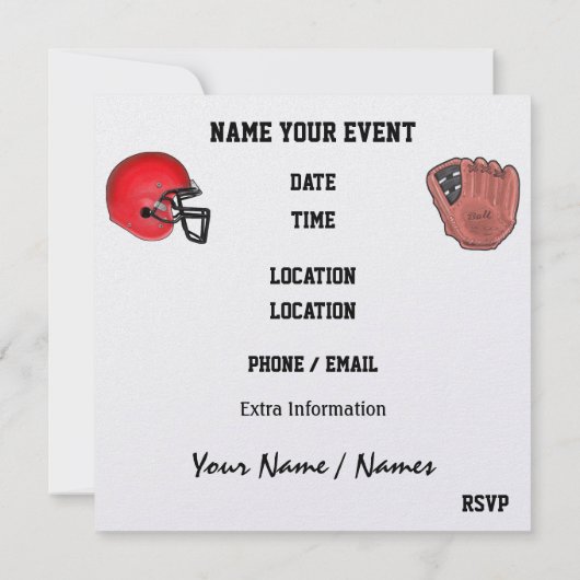 All Star Sport Banket / Evenement Kaart (Achterkant)