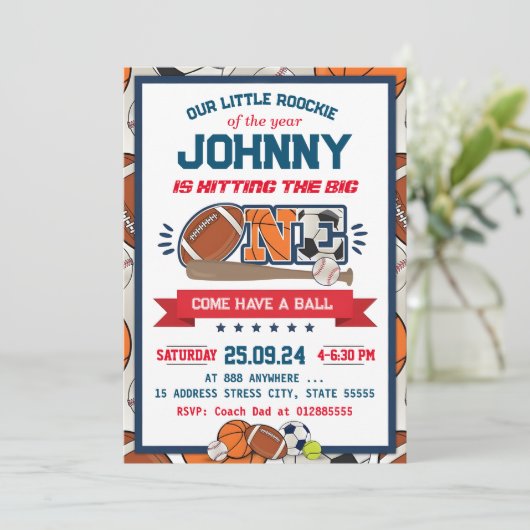 All Star Sport Eerste Uitnodiging Verjaardag (Staand voorkant)