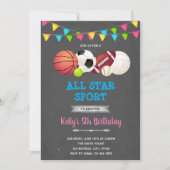 All star sport meisje party Uitnodiging (Voorkant)