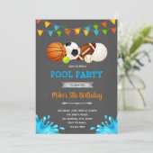 All star sport pool party kaart (Staand voorkant)