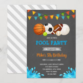 All star sport pool party kaart (Voorkant / Achterkant)