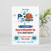 All Star Sport Pool Party Verjaardag Kaart (Staand voorkant)