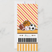 All Star Sport Ticket Pass Birthday Uitnodiging (Achterkant)