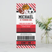 All Star Sport Ticket Pass Birthday Uitnodiging (Staand voorkant)