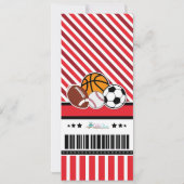 All Star Sport Ticket Pass Birthday Uitnodiging (Achterkant)