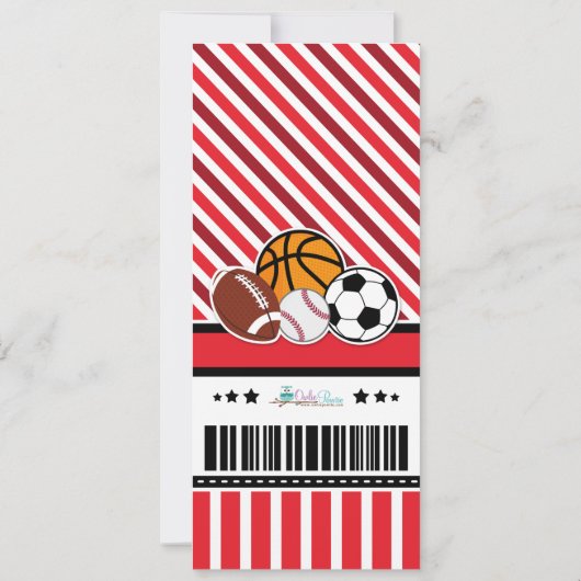 All Star Sport Ticket Pass Birthday Uitnodiging (Achterkant)